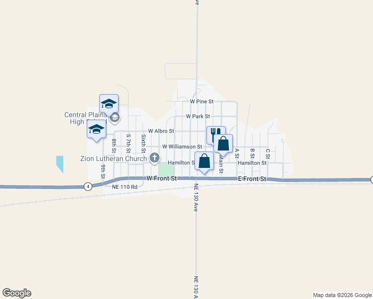 map of restaurants, bars, coffee shops, grocery stores, and more near 221 3rd Street in Claflin