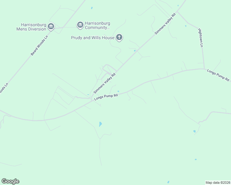 map of restaurants, bars, coffee shops, grocery stores, and more near 1862 Longs Pump Road in Harrisonburg