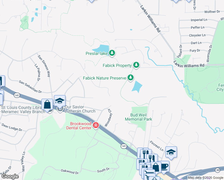 map of restaurants, bars, coffee shops, grocery stores, and more near 785 Villa Gran Way in Fenton