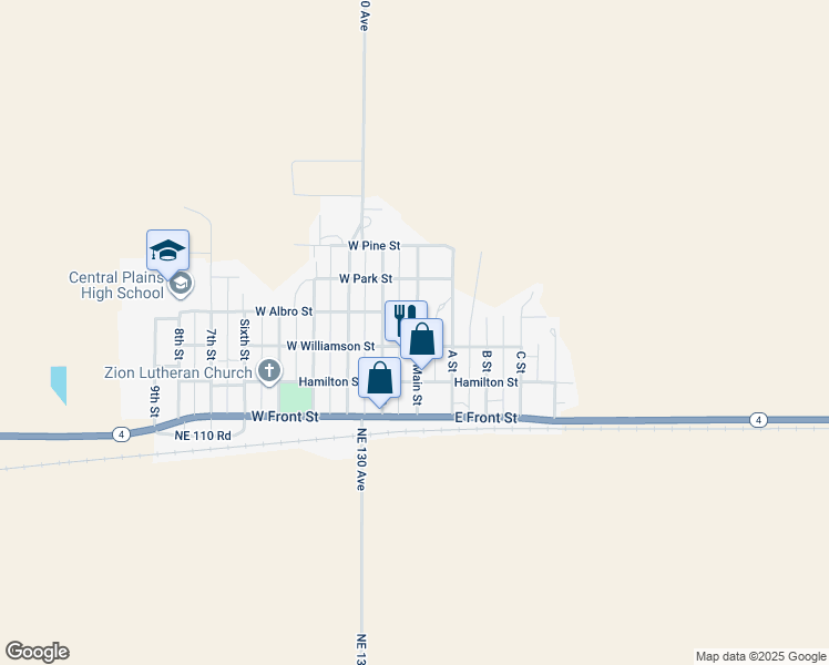 map of restaurants, bars, coffee shops, grocery stores, and more near in Claflin