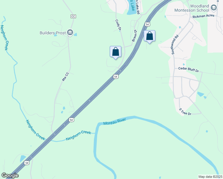 map of restaurants, bars, coffee shops, grocery stores, and more near 1101 U.S. 54 in Jefferson City
