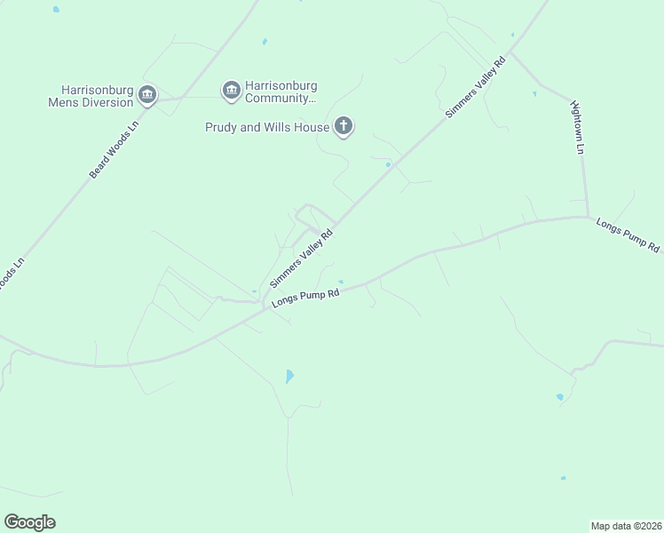 map of restaurants, bars, coffee shops, grocery stores, and more near 1862 Longs Pump Road in Harrisonburg