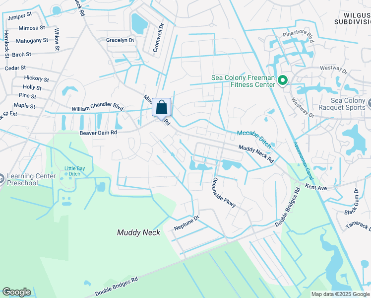 map of restaurants, bars, coffee shops, grocery stores, and more near 650 Ocean Boulevard in Frankford