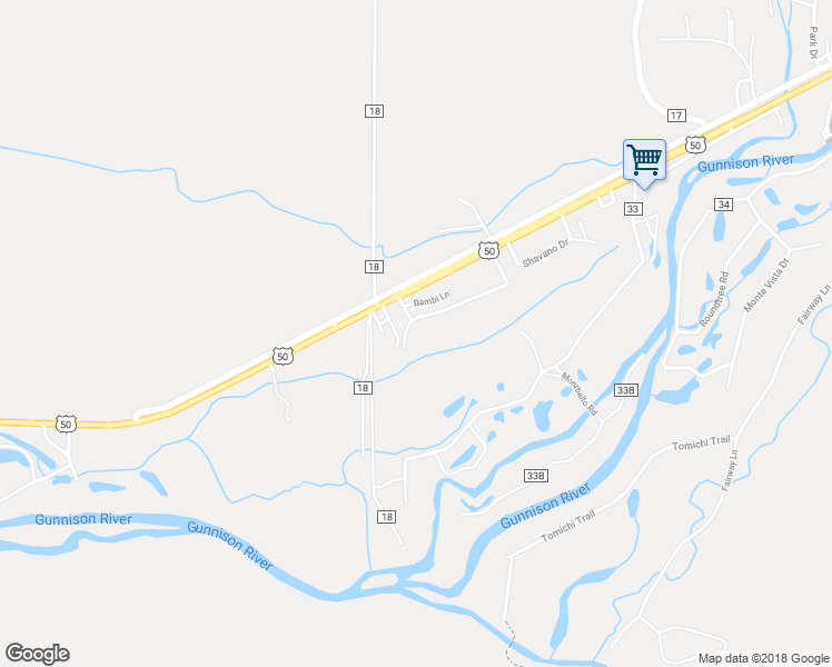 map of restaurants, bars, coffee shops, grocery stores, and more near 494 Curecanti Drive in Gunnison