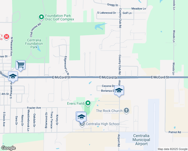 map of restaurants, bars, coffee shops, grocery stores, and more near 2-30 Bel-Air Dr in Centralia