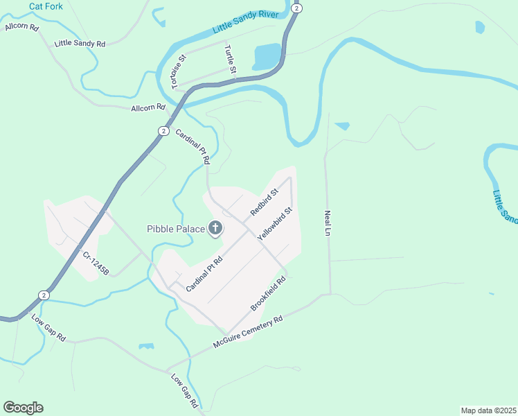 map of restaurants, bars, coffee shops, grocery stores, and more near 198 Redbird Street in Greenup
