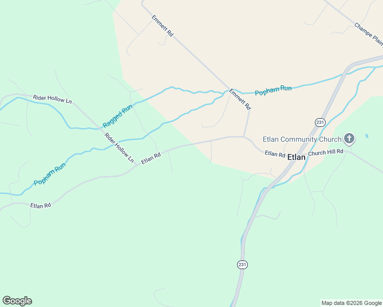 map of restaurants, bars, coffee shops, grocery stores, and more near 3828 Etlan Road in Etlan