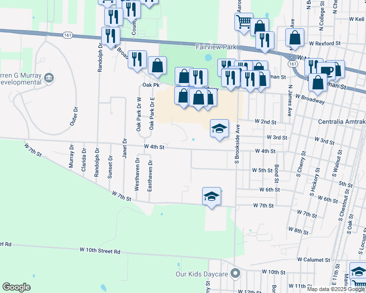 map of restaurants, bars, coffee shops, grocery stores, and more near 1008 West 4th Street in Centralia