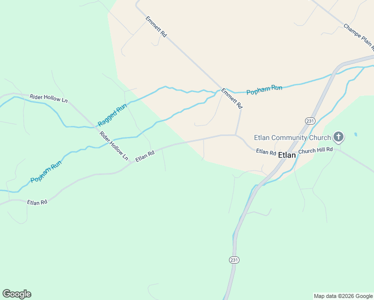 map of restaurants, bars, coffee shops, grocery stores, and more near 3828 Etlan Road in Etlan