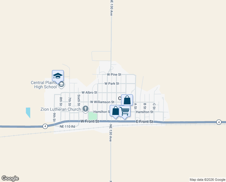 map of restaurants, bars, coffee shops, grocery stores, and more near 401-499 2nd Street in Claflin