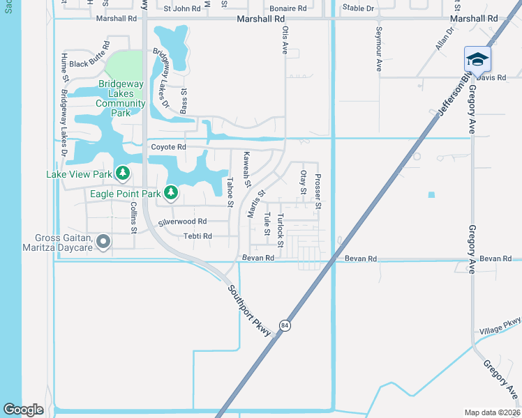 map of restaurants, bars, coffee shops, grocery stores, and more near 3936 Tule Street in West Sacramento