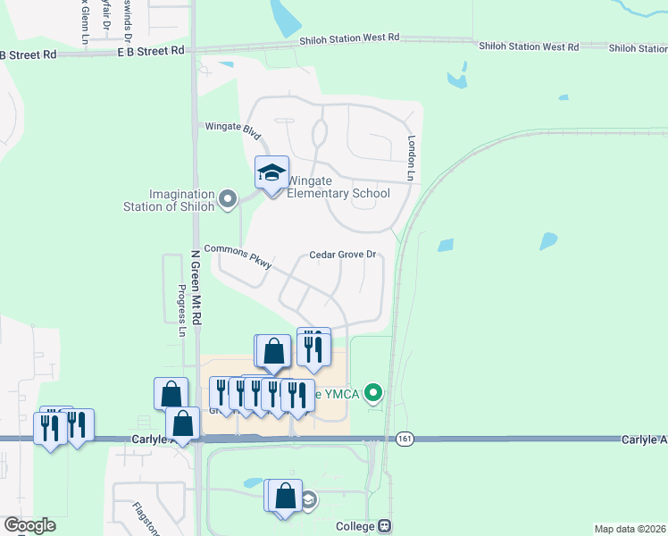map of restaurants, bars, coffee shops, grocery stores, and more near 227 Sparrow Point Lane in Belleville