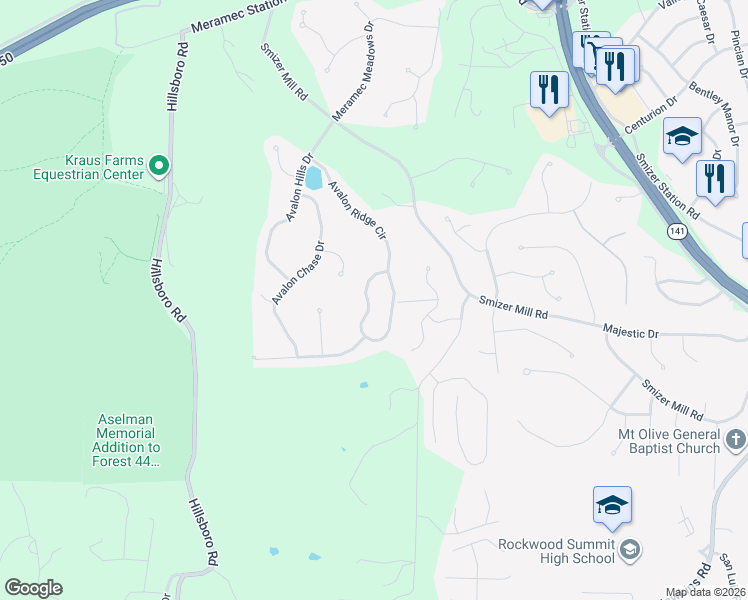 map of restaurants, bars, coffee shops, grocery stores, and more near 2028 Avalon Ridge Circle in Fenton