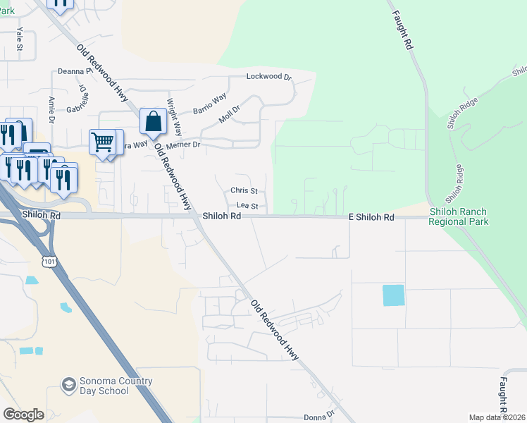 map of restaurants, bars, coffee shops, grocery stores, and more near 5801 Mathilde Drive in Windsor