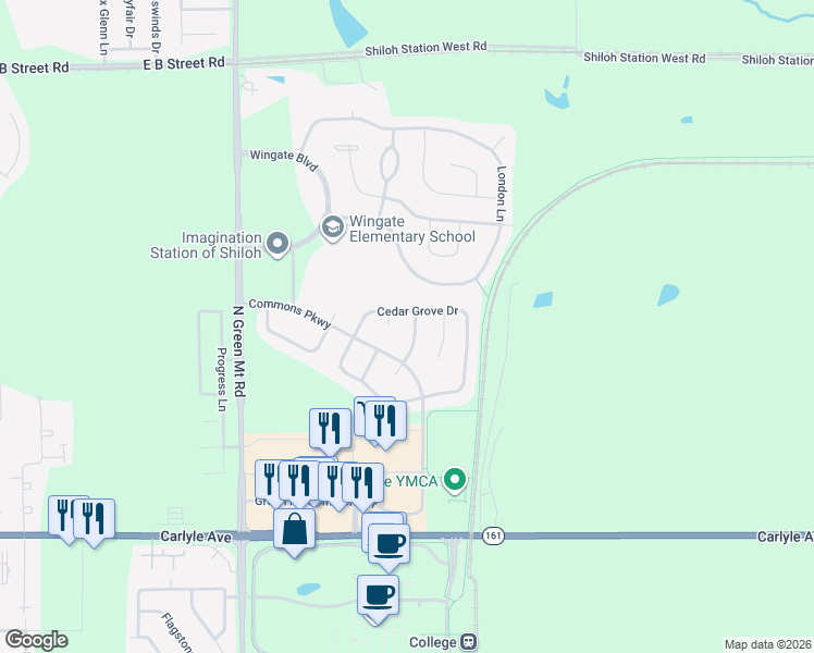 map of restaurants, bars, coffee shops, grocery stores, and more near 227 Sparrow Point Lane in Belleville