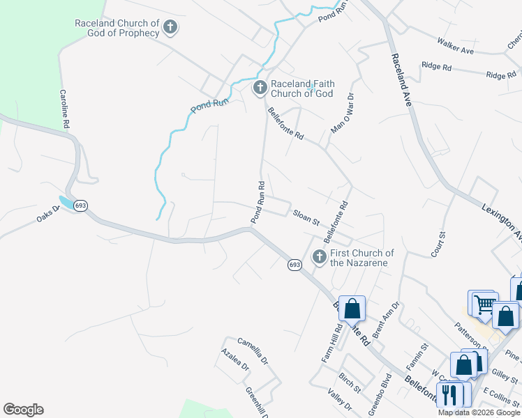 map of restaurants, bars, coffee shops, grocery stores, and more near 2232 Sloan St in Flatwoods