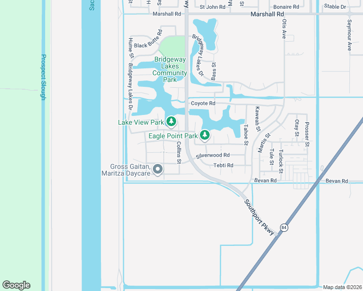 map of restaurants, bars, coffee shops, grocery stores, and more near 3945 Collins Street in West Sacramento