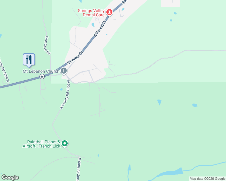 map of restaurants, bars, coffee shops, grocery stores, and more near 9685 West Co Road 175 South in French Lick