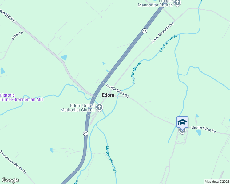 map of restaurants, bars, coffee shops, grocery stores, and more near 5448 Jesse Bennett Way in Linville