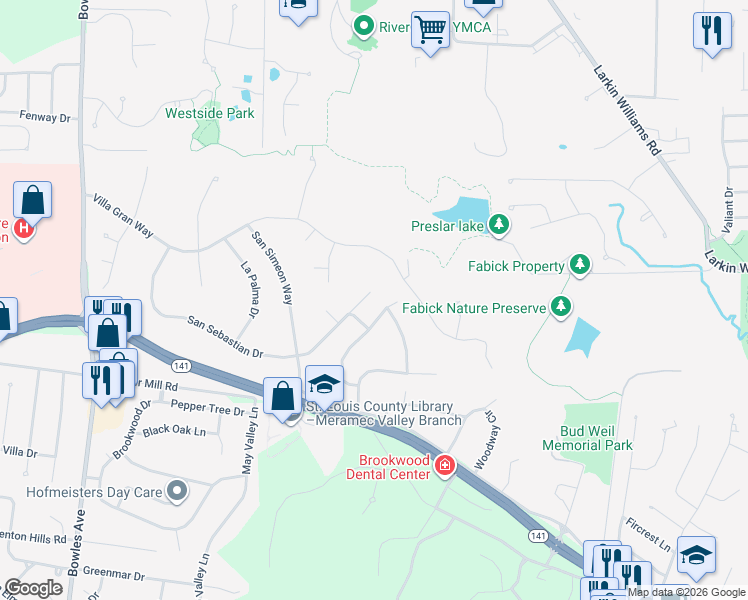 map of restaurants, bars, coffee shops, grocery stores, and more near 1689 Somerset Ridge Drive in Fenton