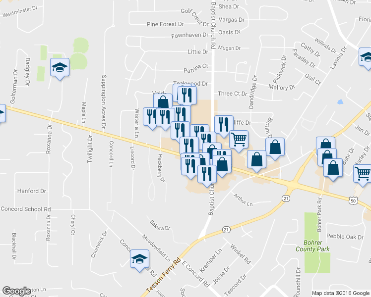 map of restaurants, bars, coffee shops, grocery stores, and more near 5262 S Lindbergh Blvd in St Louis