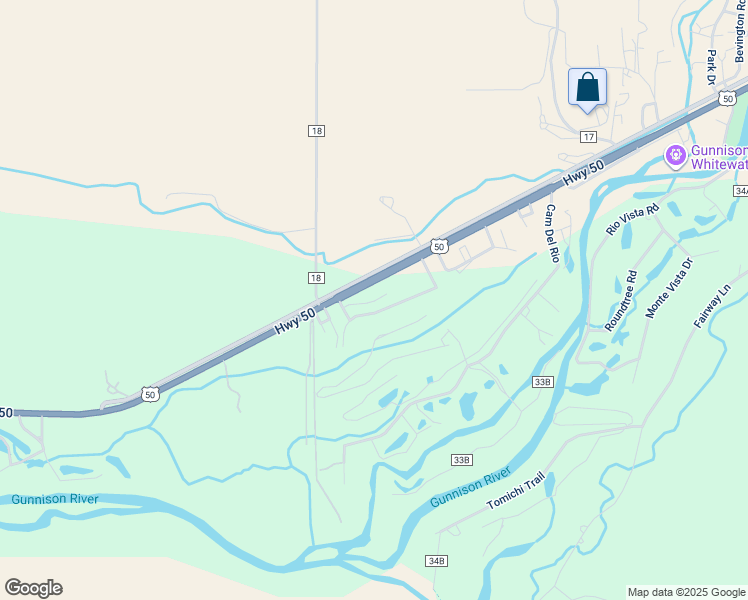 map of restaurants, bars, coffee shops, grocery stores, and more near 108 Bambi Lane in Gunnison