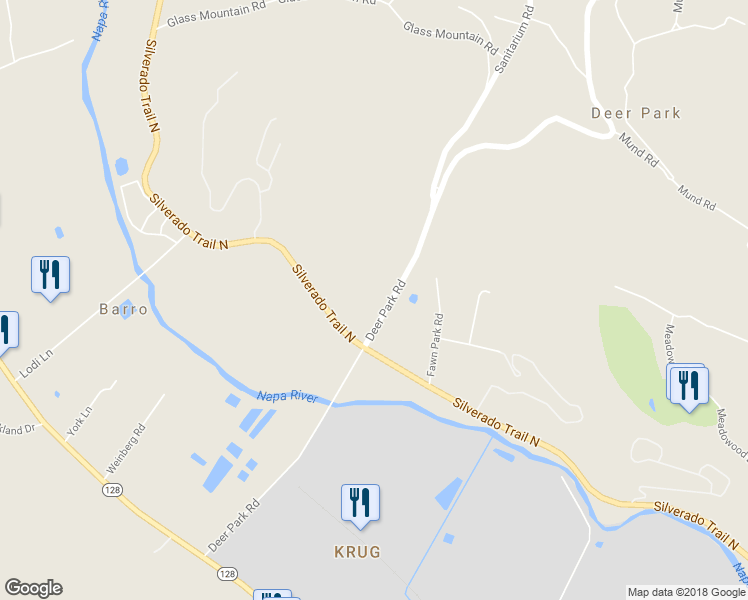 map of restaurants, bars, coffee shops, grocery stores, and more near 301 Deer Park Road in Saint Helena