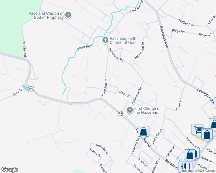 map of restaurants, bars, coffee shops, grocery stores, and more near 2210-2232 Sloan St in Flatwoods