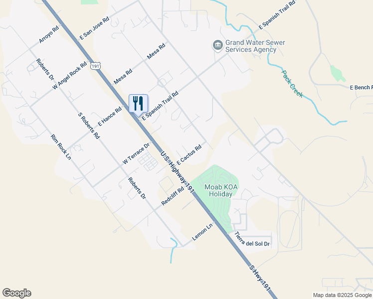 map of restaurants, bars, coffee shops, grocery stores, and more near 3127 U.S. 191 in Moab