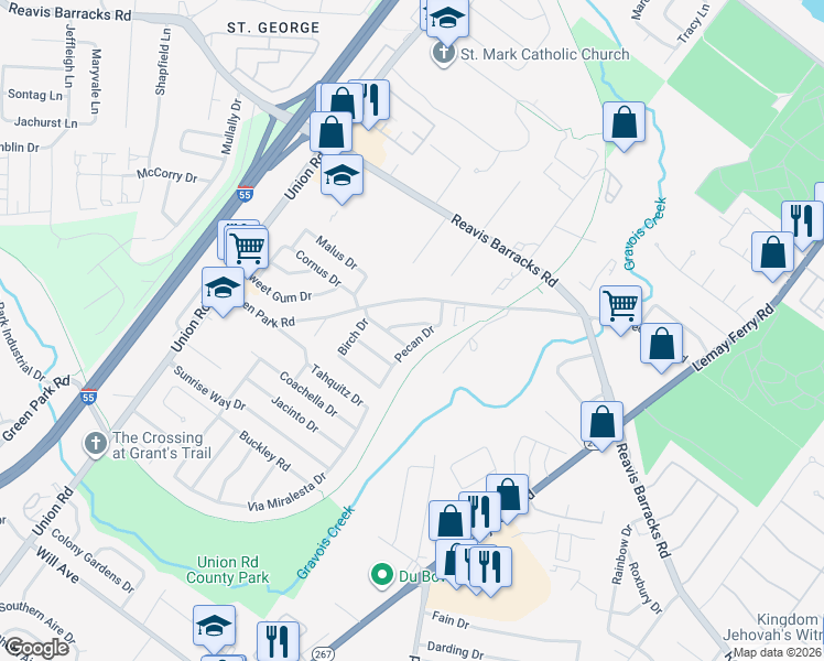 map of restaurants, bars, coffee shops, grocery stores, and more near 4000 Melon Drive in St. Louis