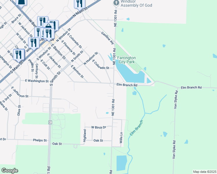 map of restaurants, bars, coffee shops, grocery stores, and more near 202 South County Line Road in Windsor