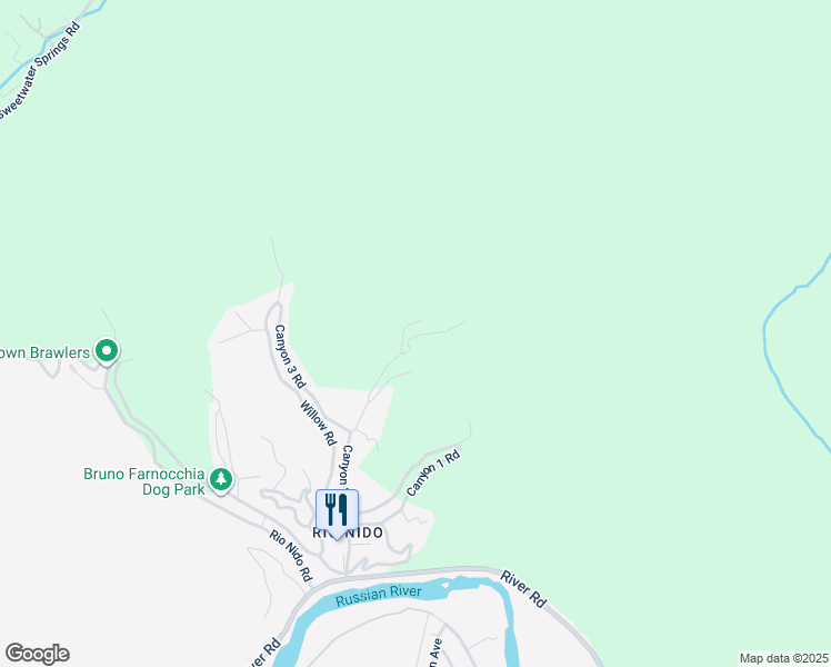 map of restaurants, bars, coffee shops, grocery stores, and more near 17161 Mount Jackson Trail in Guerneville