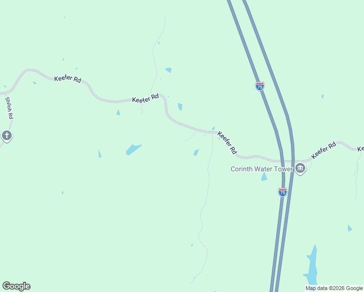 map of restaurants, bars, coffee shops, grocery stores, and more near 1410 Keefer Road in Corinth