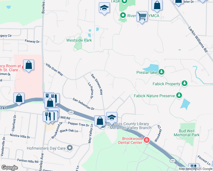 map of restaurants, bars, coffee shops, grocery stores, and more near 109 Zapata Court in Fenton
