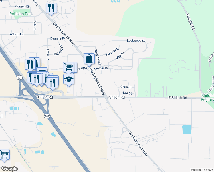 map of restaurants, bars, coffee shops, grocery stores, and more near 6000 Old Redwood Highway in Windsor