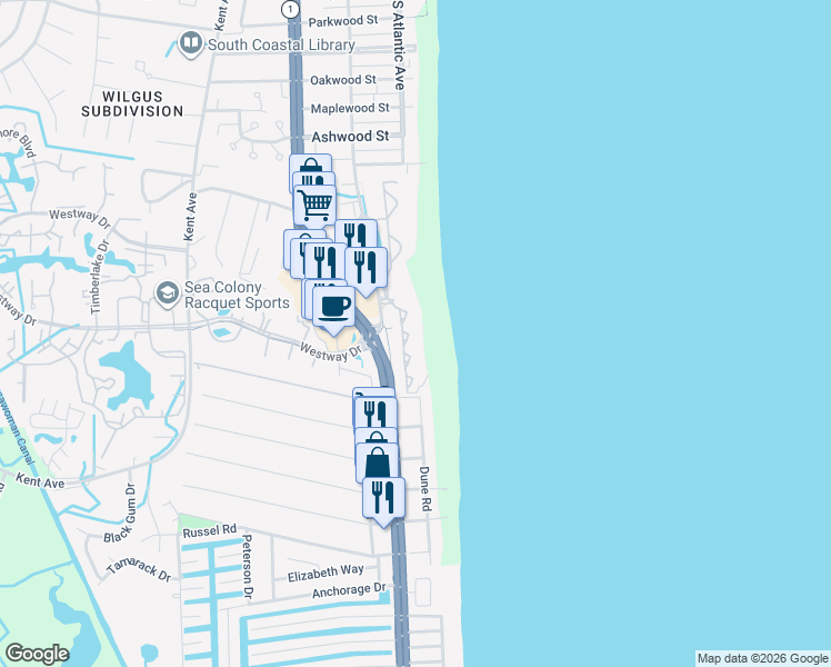 map of restaurants, bars, coffee shops, grocery stores, and more near in Bethany Beach