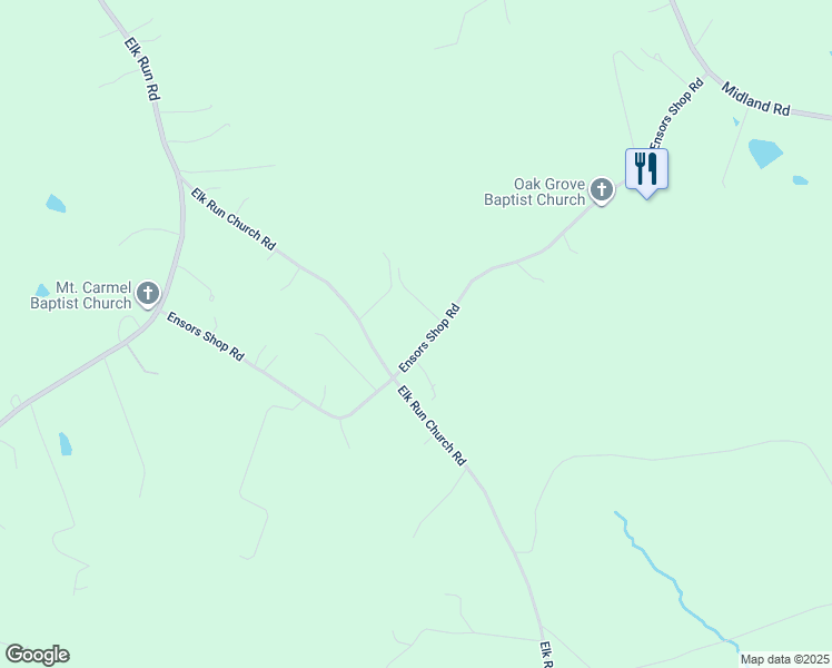 map of restaurants, bars, coffee shops, grocery stores, and more near 3584 Ensors Shop Road in Midland