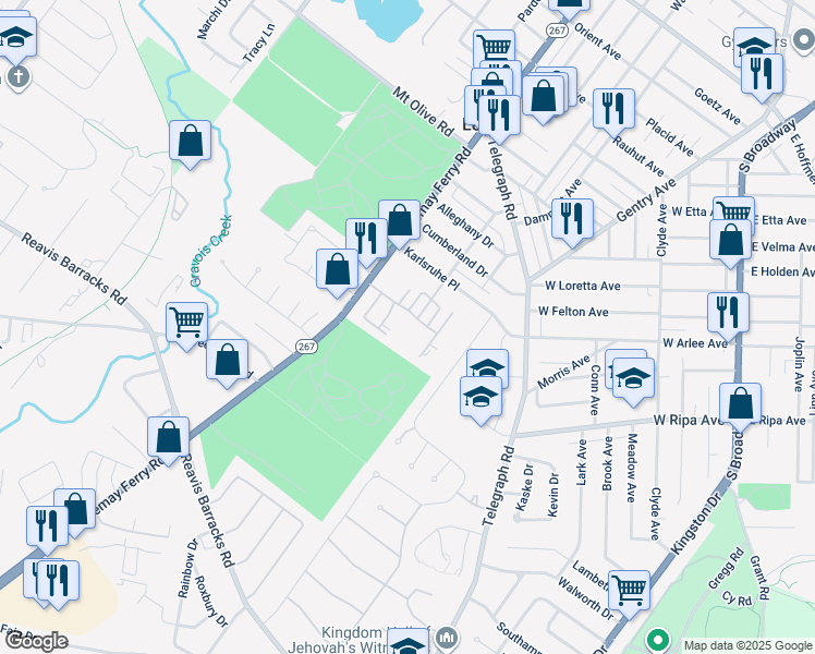map of restaurants, bars, coffee shops, grocery stores, and more near 820 Dumont Place in St. Louis