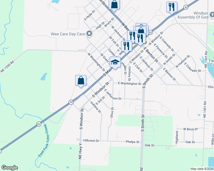 map of restaurants, bars, coffee shops, grocery stores, and more near in Windsor
