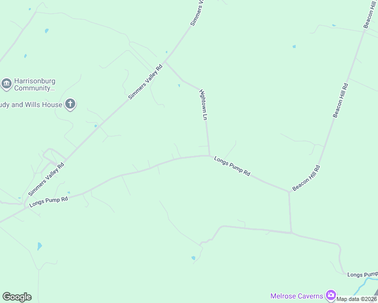 map of restaurants, bars, coffee shops, grocery stores, and more near 1258 Longs Pump Road in Harrisonburg