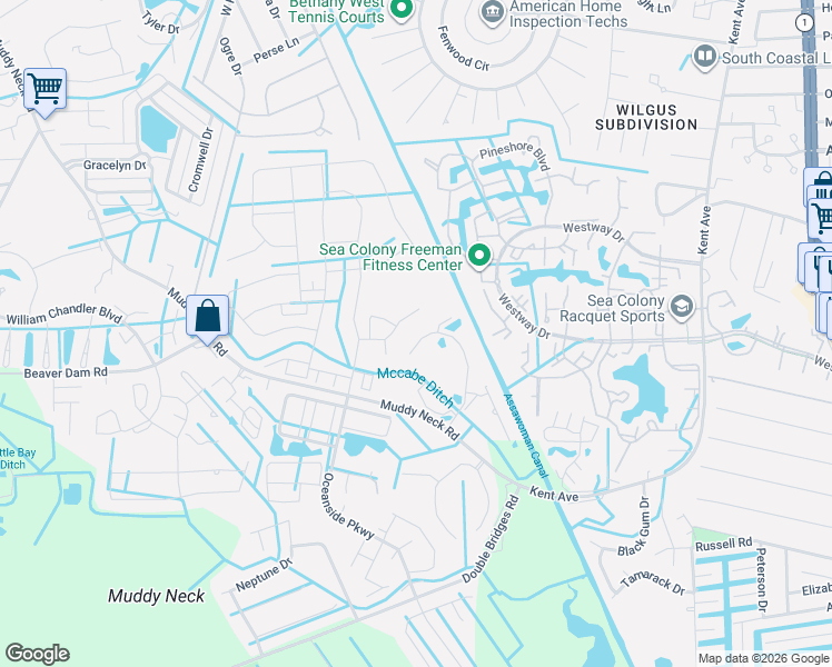 map of restaurants, bars, coffee shops, grocery stores, and more near 5 Crane Court in Ocean View