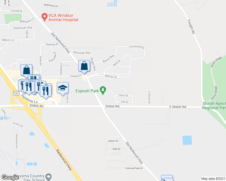 map of restaurants, bars, coffee shops, grocery stores, and more near 5826 Gridley Drive in Windsor