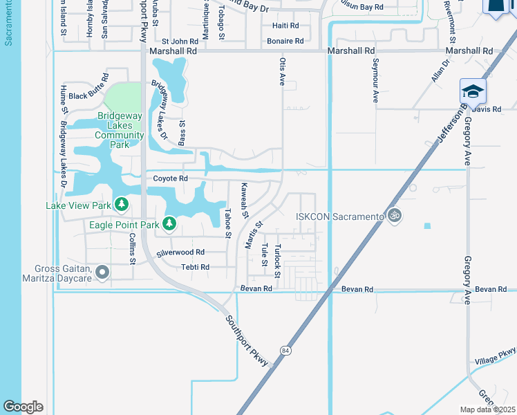 map of restaurants, bars, coffee shops, grocery stores, and more near 3853 Isabella Street in West Sacramento