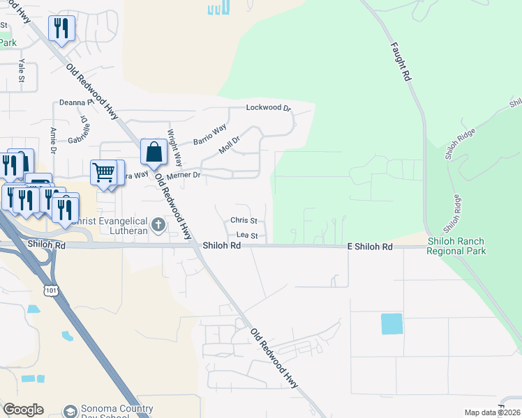 map of restaurants, bars, coffee shops, grocery stores, and more near 5853 Mathilde Drive in Windsor