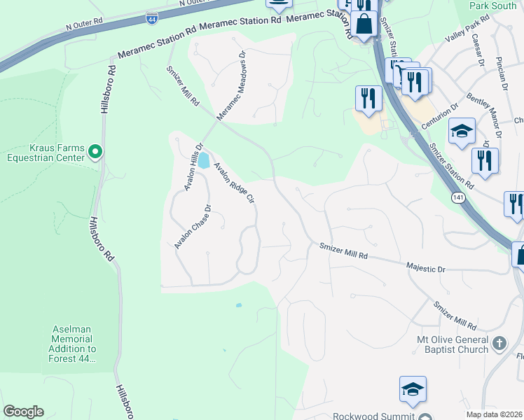 map of restaurants, bars, coffee shops, grocery stores, and more near 2115 Avalon Ridge Circle in Fenton