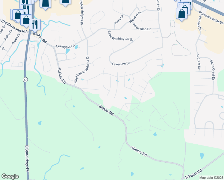 map of restaurants, bars, coffee shops, grocery stores, and more near 2913 Shirley Close Road in Washington