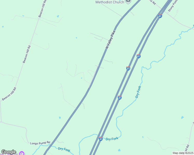 map of restaurants, bars, coffee shops, grocery stores, and more near 7630 North Valley Pike in Harrisonburg