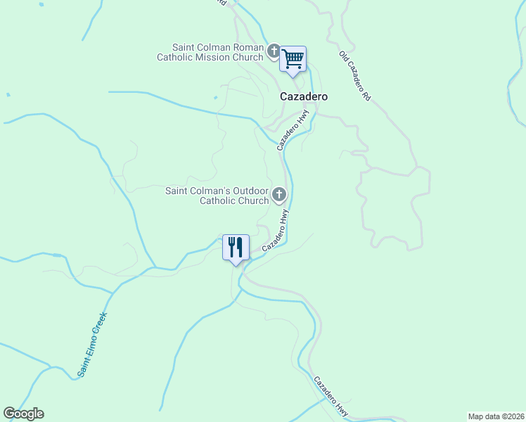 map of restaurants, bars, coffee shops, grocery stores, and more near 5865 Austin Creek Road in Cazadero