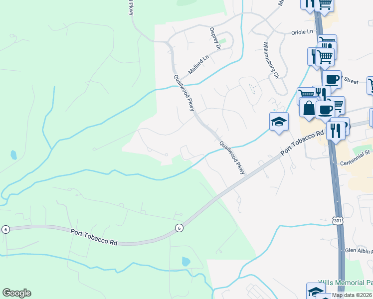 map of restaurants, bars, coffee shops, grocery stores, and more near 19 Walnut Hill Road in La Plata