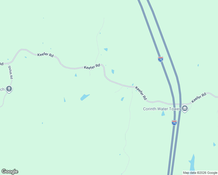 map of restaurants, bars, coffee shops, grocery stores, and more near 1410 Keefer Road in Corinth